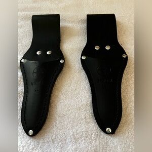 Klein Black Leather 2 Pc Scissors Holder